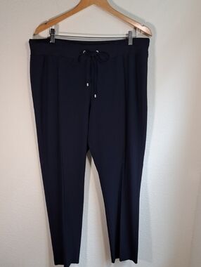 Emaline Women’s Navy Drawstring Elastic Waist Ponte Trouser Size 16 Straight Leg